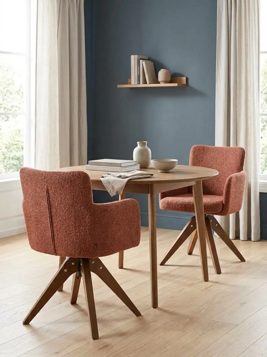 Set of 2 Dining Chairs Swivel EVELYN Boucle Orange_1185930