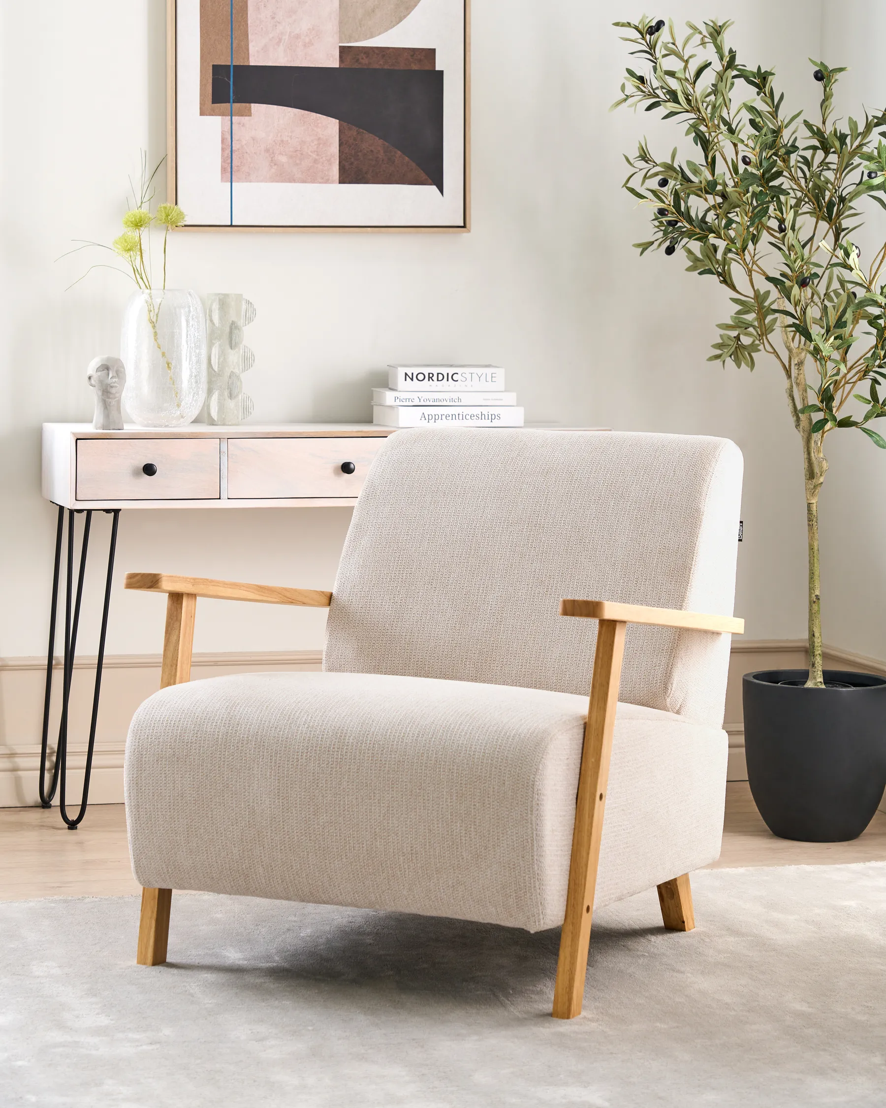 Nojatuoli LESJA Kangas Vaaleanbeige_926615