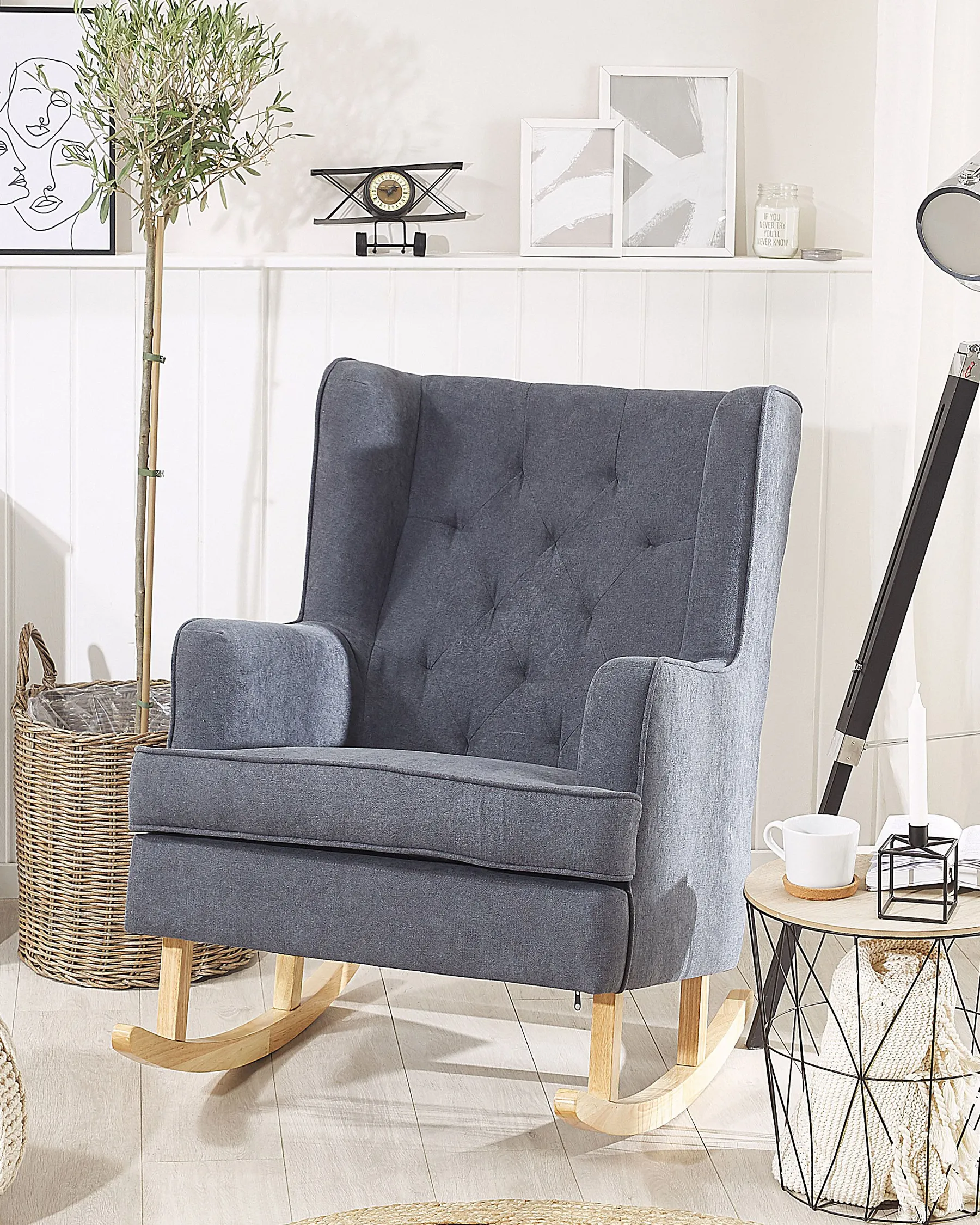 Rocking Chair TRONDHEIM Fabric Dark Grey_775791