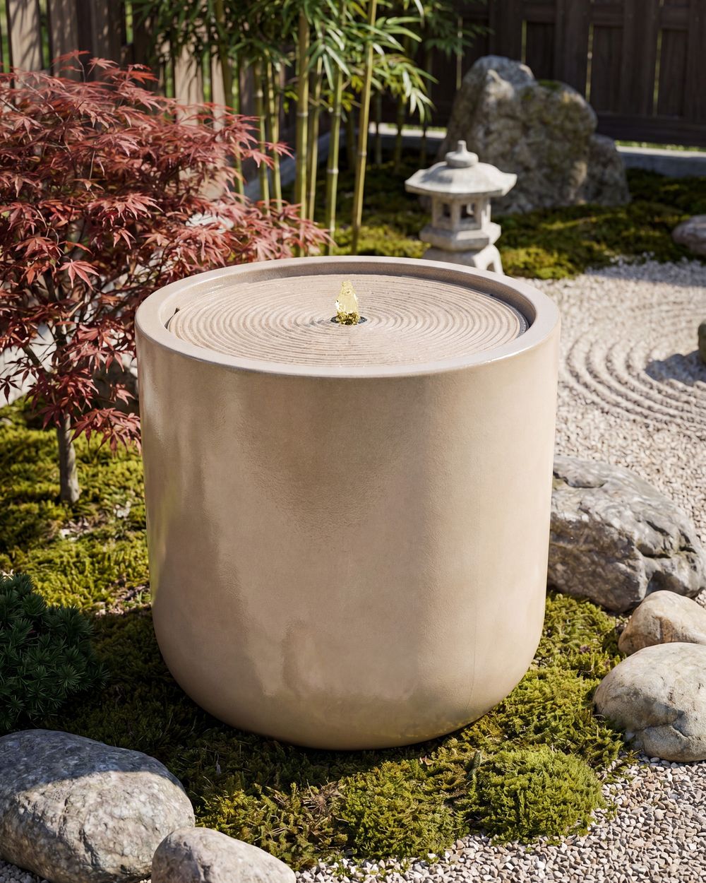 Garden Water Feature LED DELPHI Light Beige