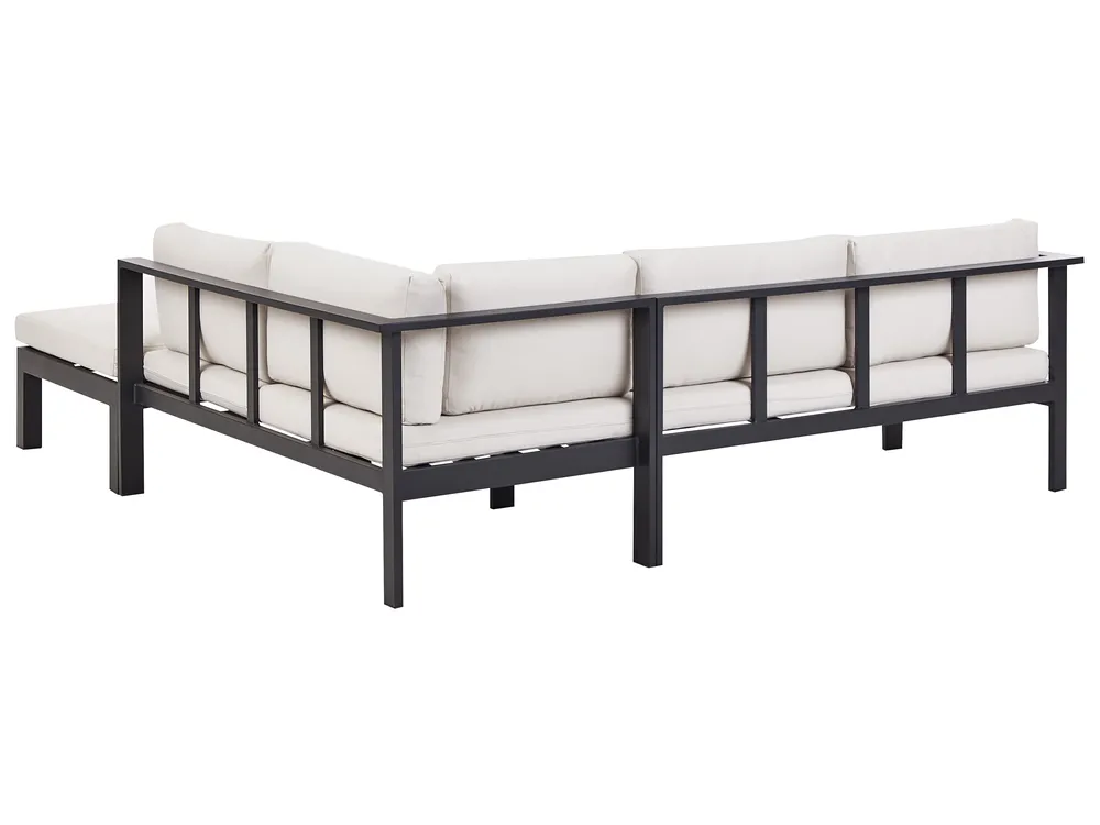 Garden Corner Sofa with Table 5 Seater MESSINA Metal Off-White Left Hand_929524