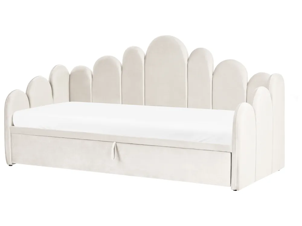 Trundle Bed Velvet POLIGNAC 90 x 200 cm (EU Single) Light Beige_1081067