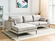 Corner Sofa 3 Seater FLAM Velvet Grey Right Hand_878003