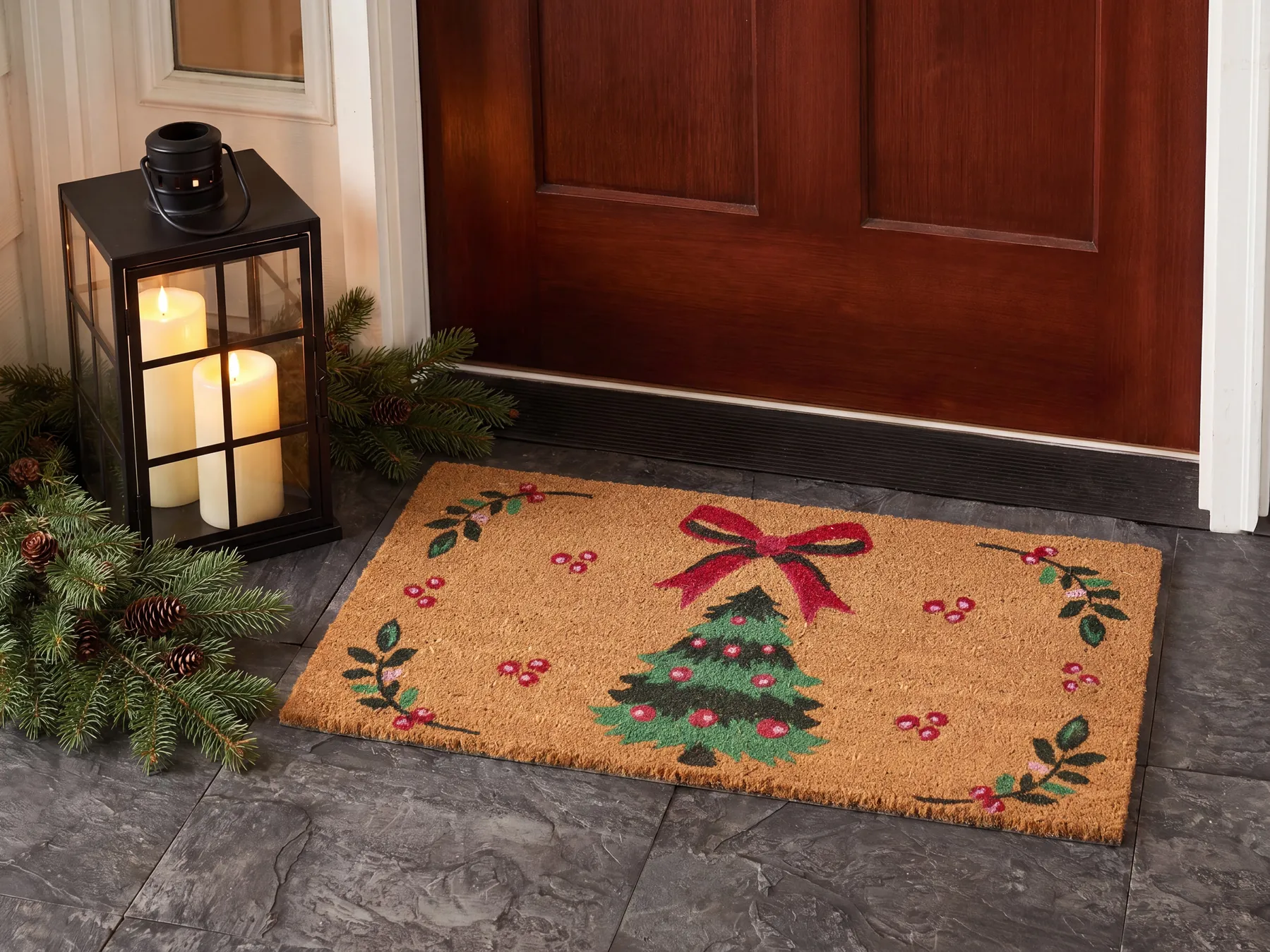 Dörrmatta BRIVANO Flerfärgad 45 x 75 cm Julmotiv Kokosfiber_1094530