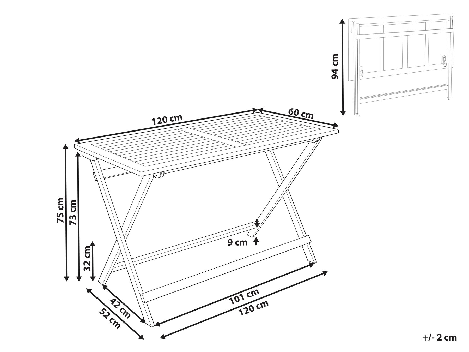 Puutarhapöytä PROSSEDI 120 cm 60 cm Akaasia Ruskea_956647