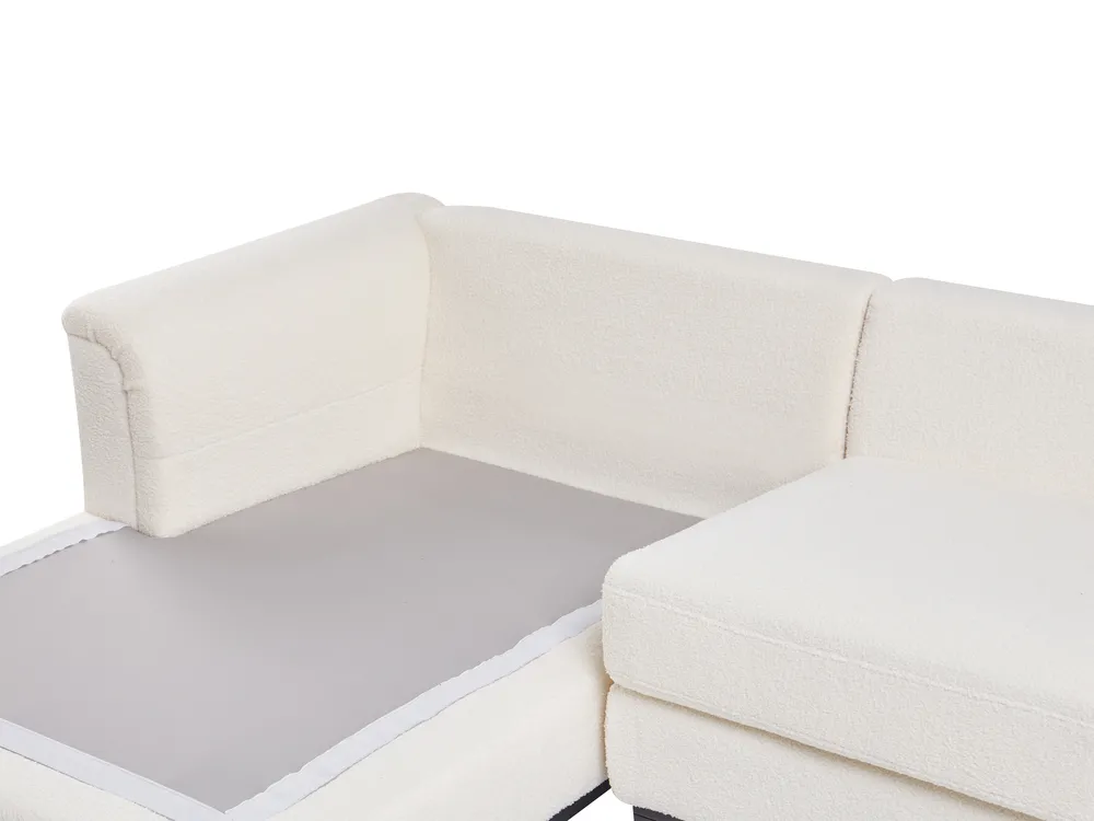 Corner Sofa 5 Seater OSLO with Ottoman Boucle White Right Hand_946754