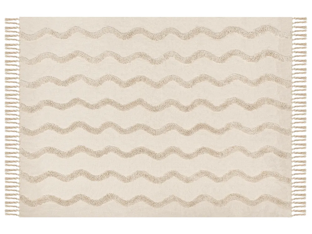 Blanket KHARI Cotton 150 x 200 cm Light Beige_1067478