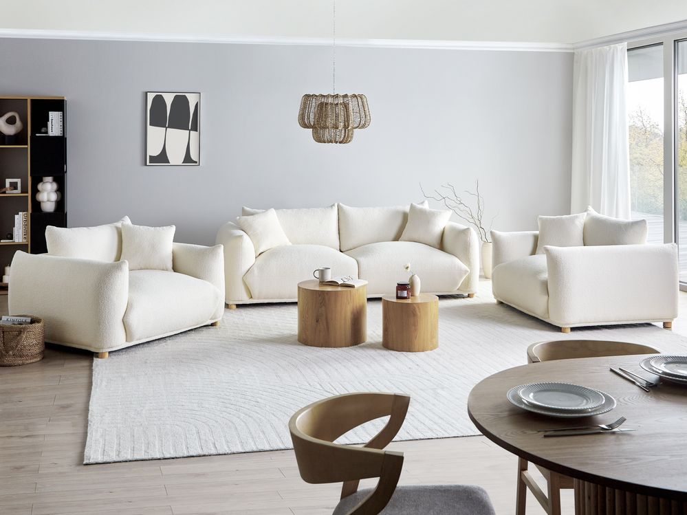 Sofagruppe 5-seters LUVOS Bouclé Off white