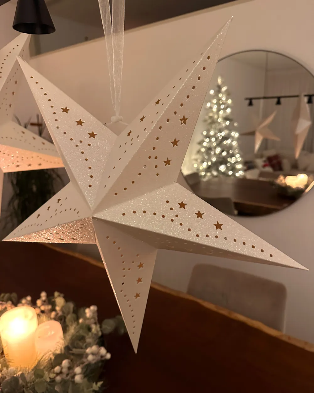 Set med 2 hängande dekorationer LED MOTTI 45 cm Stjärna Vit_901587
