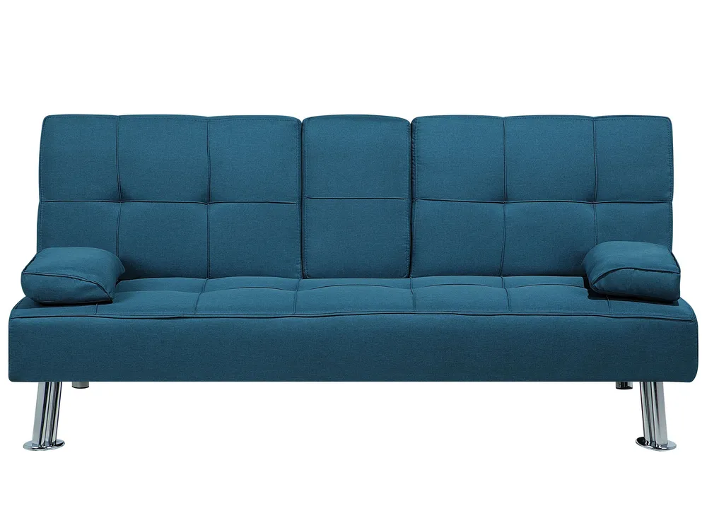 Sofa Bed 3 Seater ROXEN Fabric Blue