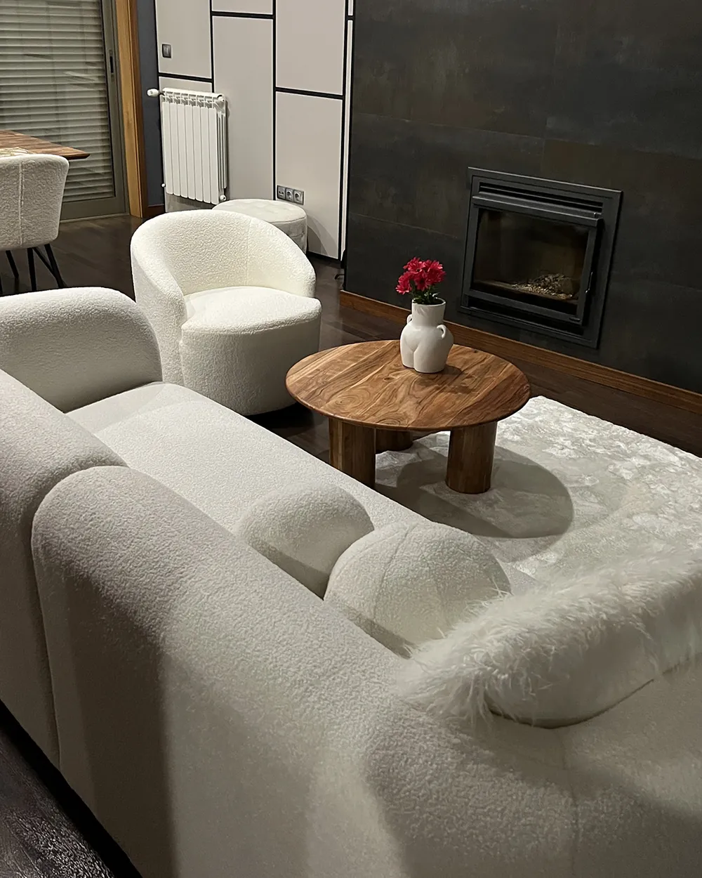 Sofa 3 Seater LEIREN Boucle White_907318