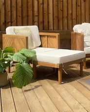 Garden Armchair with Ottoman BARATTI Acacia Wood Brown_884657