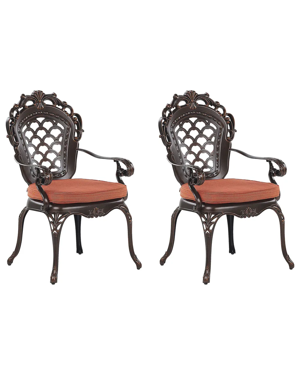 Set of 2 Garden Chairs with Cushions LIZZANO Metal Dark Brown