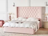 Ottoman Bed LUBBON Velvet Pastel Pink 160 x 200 cm (EU King Size)_833878