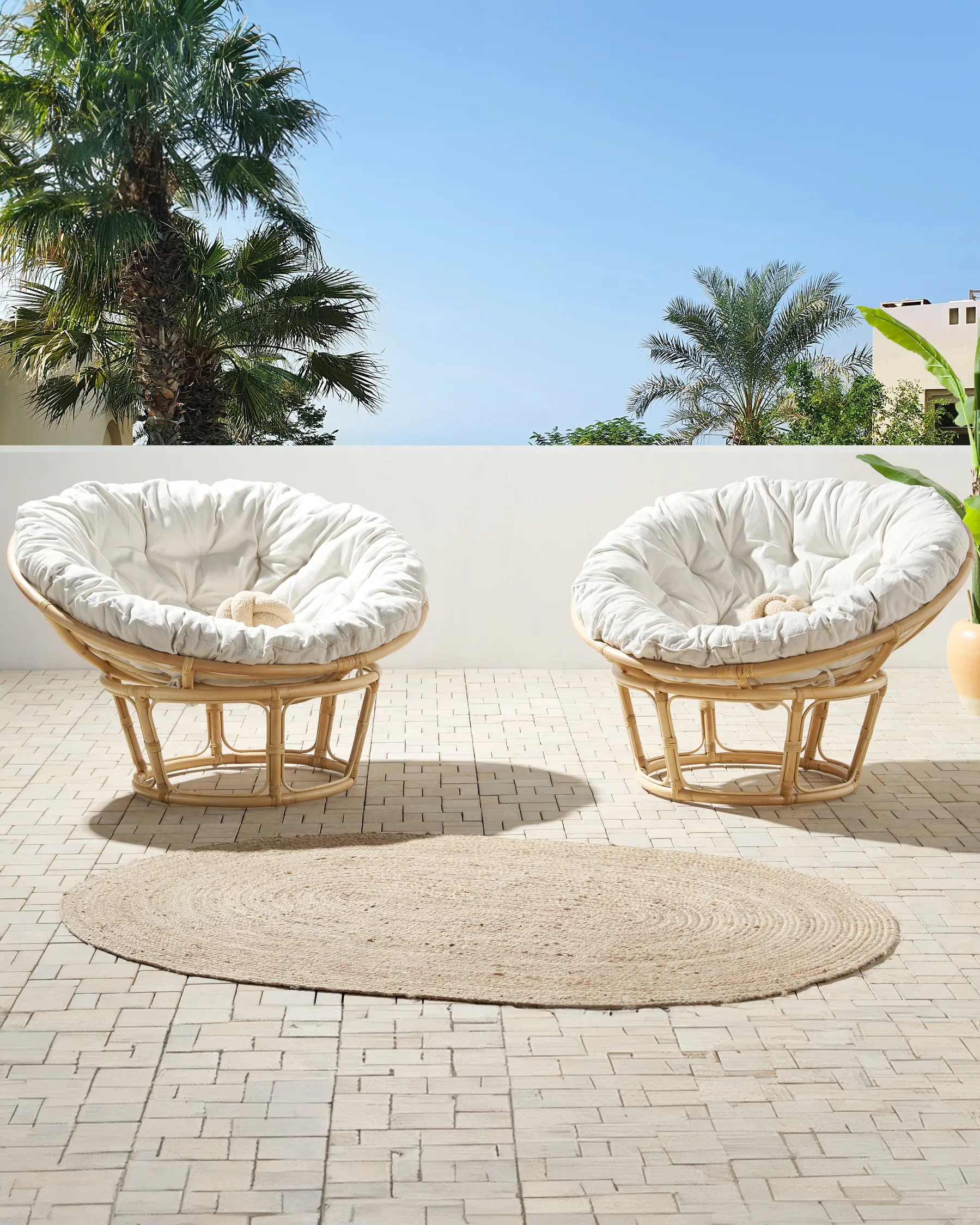 Set of 2 Garden Armchairs with Cushions SALVO Rattan Natural_878471