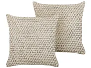 Set of 2 Decorative Cushions HOWEA 45 x 45 cm Cotton Beige Geometric Pattern_840065