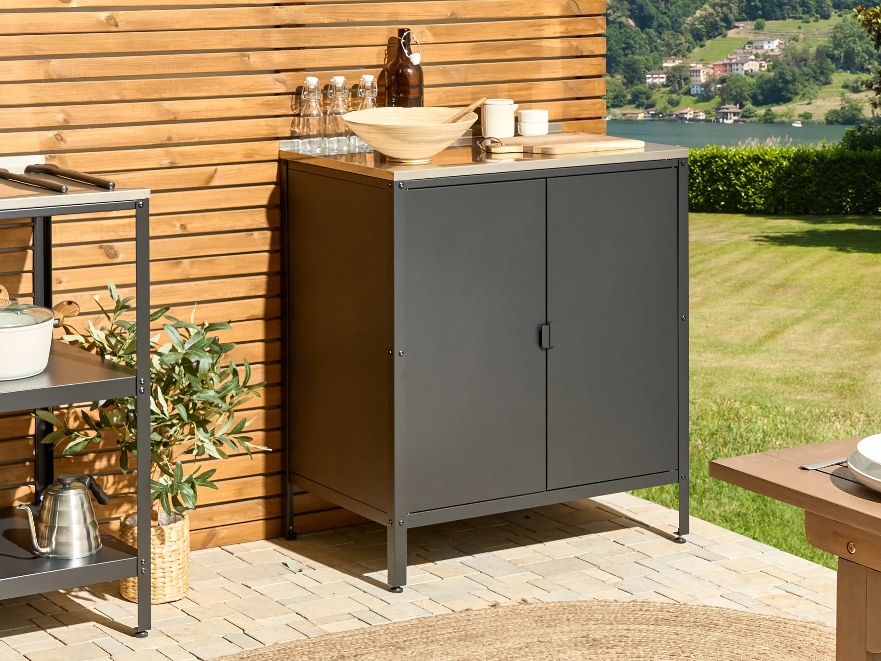 Outdoor Kitchen Cabinet VILAMA Black Metal_872177