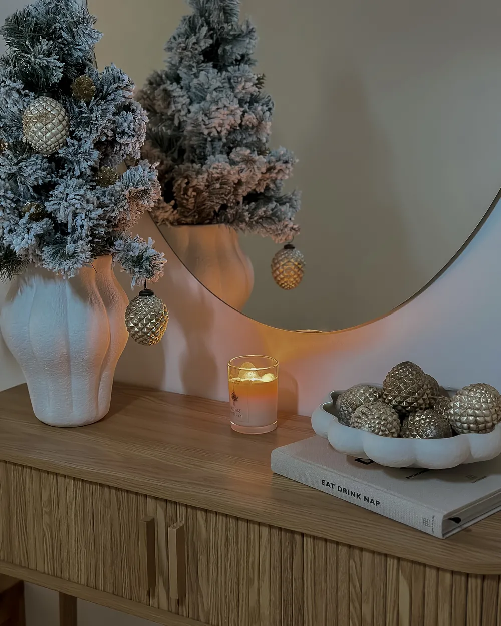 Set med 6 julgranskulor LAITON Glas Off-White_941637