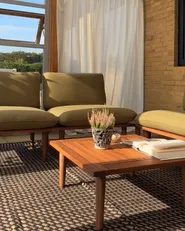 Garden Lounge Set with Table 4 Seater FRASCATI Modular Certified Acacia Wood Olive Green_961582