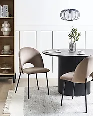 Set med 2 matstolar COVELO Sammet Taupe_1154720