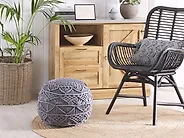 Sittpuff Makramé KAYSERI Bomull Grå_1182921