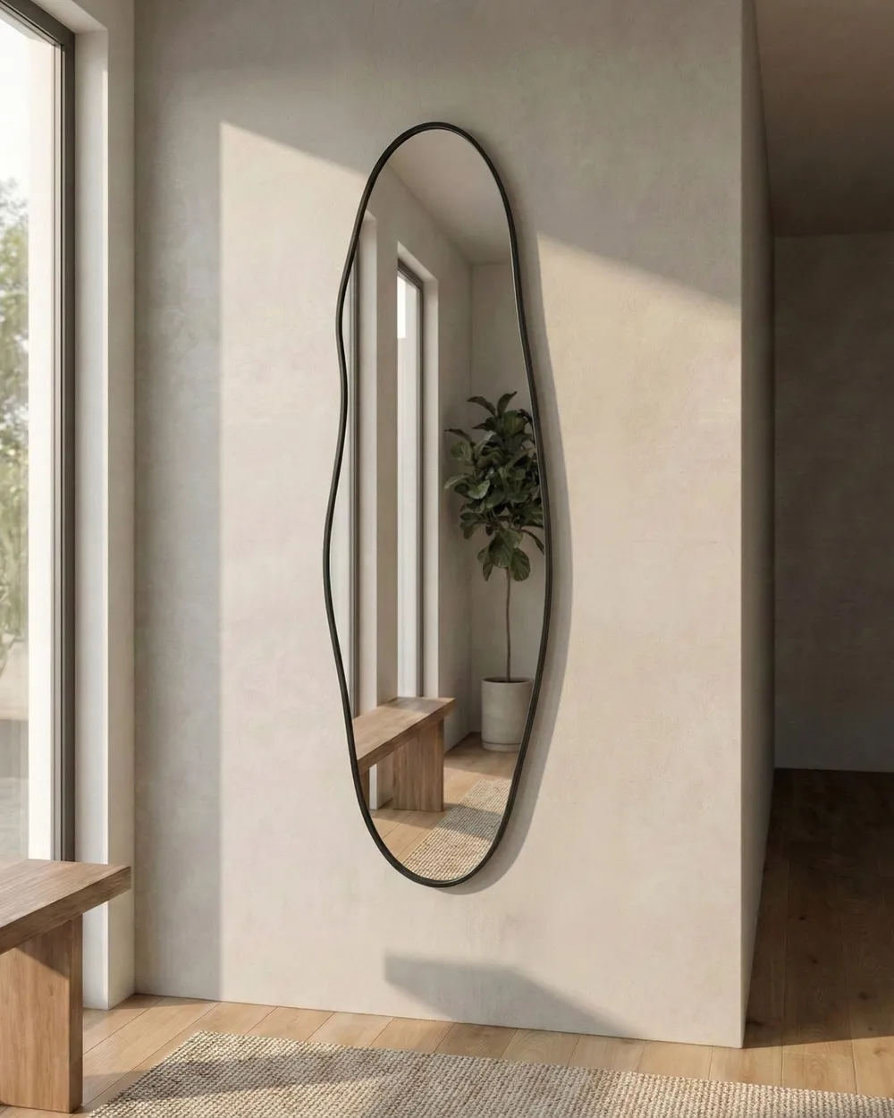 Wall Mirror SALINS 47 cm 160 cm Metal Black_1056072