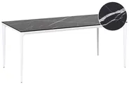 Garden Dining Table SOVARETO 180 cm 90 cm Marble Effect Black Marble_1008398