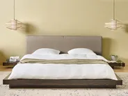 Bed with LED Boucle ZEN 160 x 200 cm (EU King Size) Dark Ash Wood_1080164