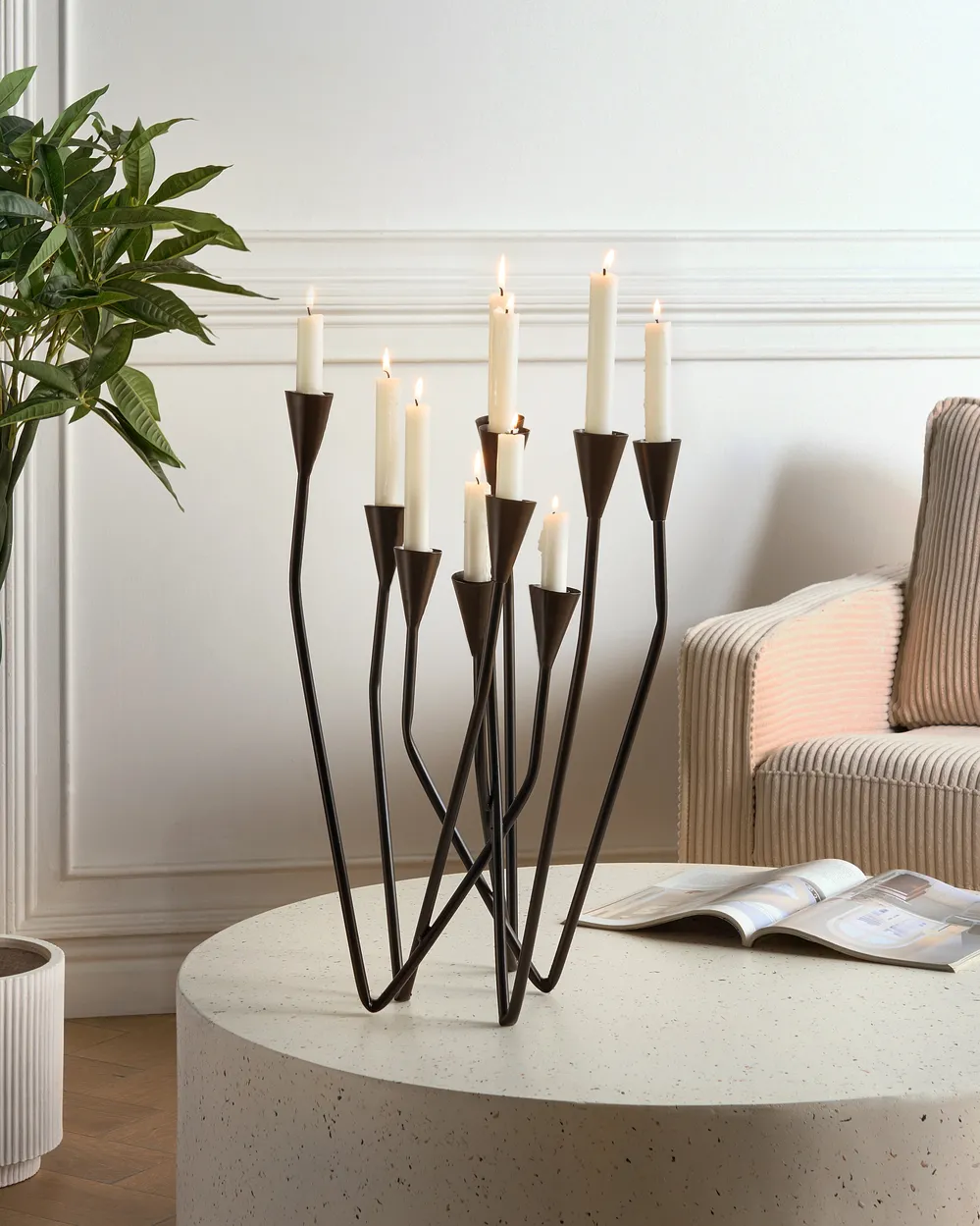 Candle Holder MATOSINHOS 54 cm Metal Black