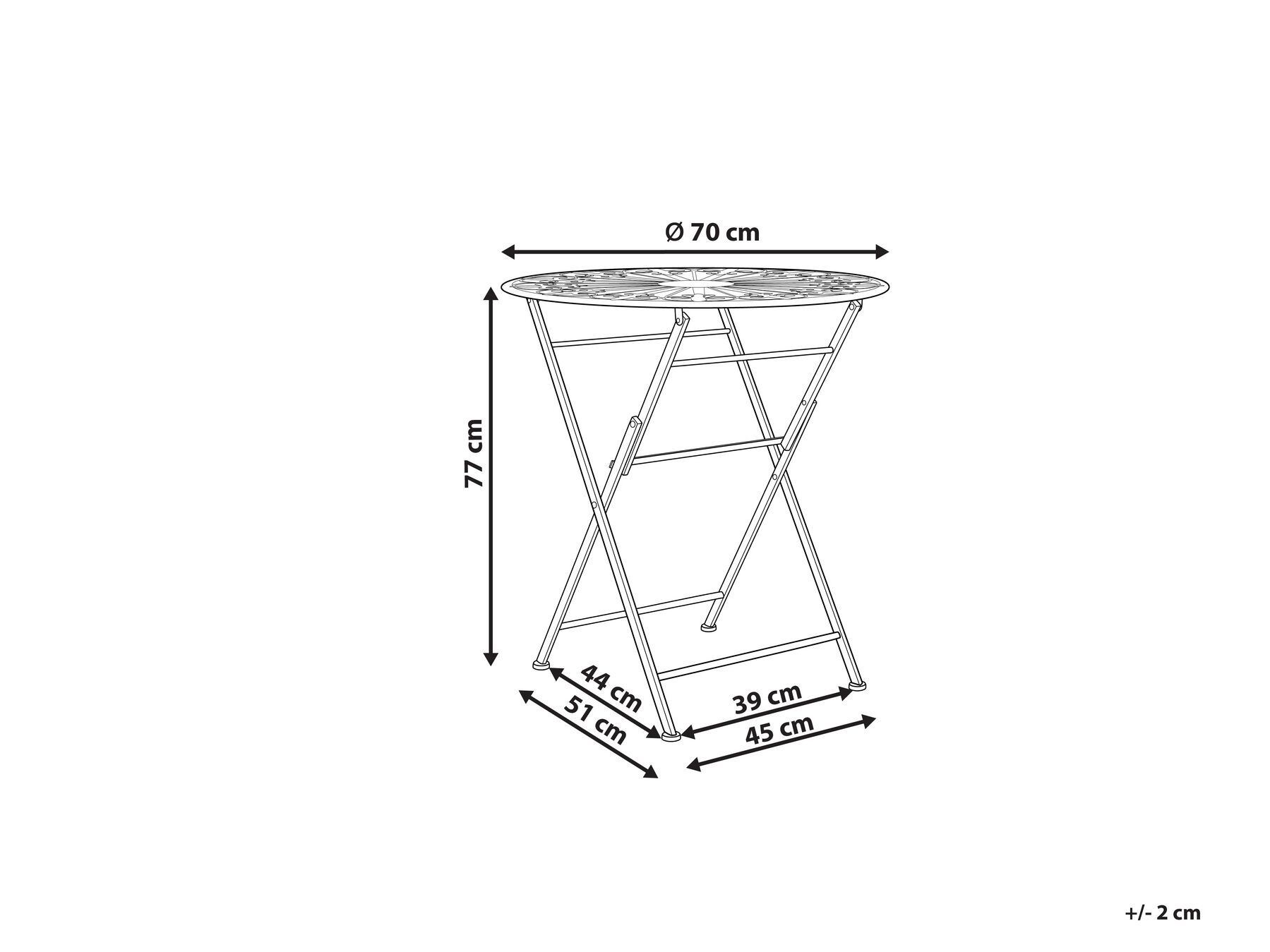 Bistro Table SCAFA 70 cm 70 cm Metal White_856096