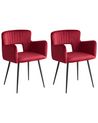 Set of 2 Dining Chairs SANILAC Velvet Dark Red