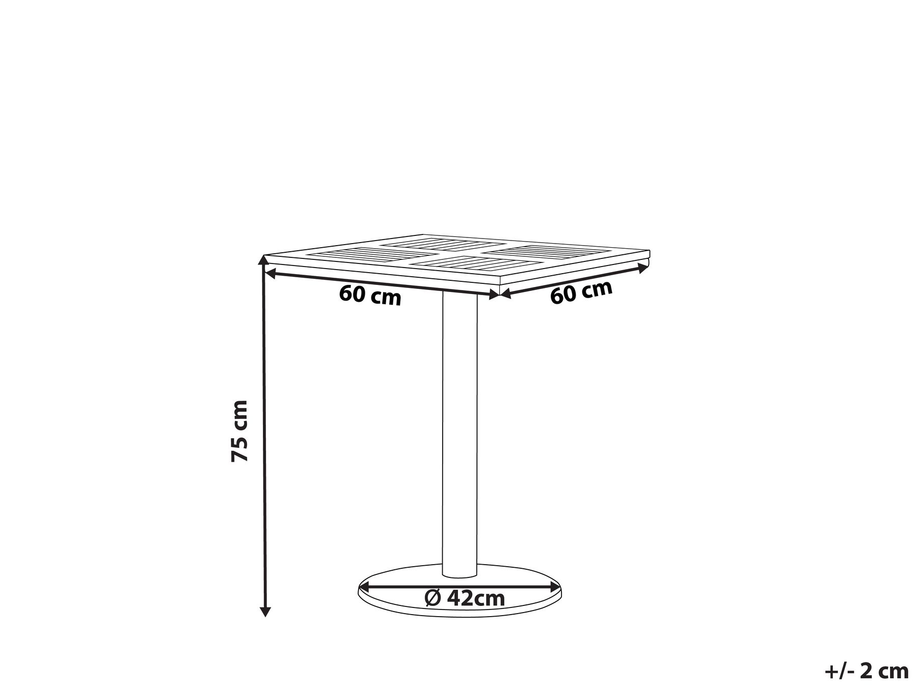 Bistro Table PALMI 60 cm 60 cm Wood-like Brown_809058