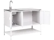 2 Piece Outdoor Kitchen Set with Sink MAENZA White Metal_1045020