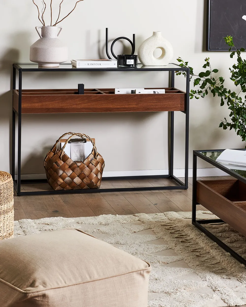Console Table WACO Tempered Glass Black_825576