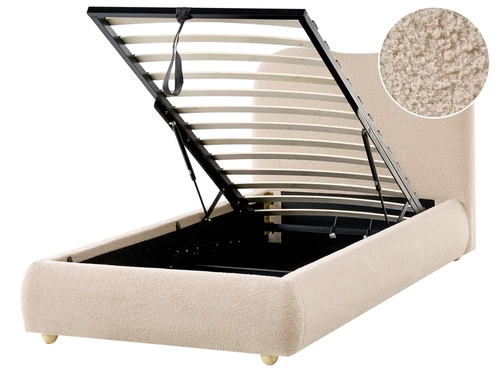 Ottoman Bed BLAGNAC Boucle Beige 90 x 200 cm (EU Single)