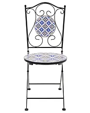 Set of 2 Garden Chairs SIPONTO Folding Metal White/ Blue_1155768
