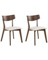 Set of 2 Dining Chairs HOLLY Wood Dark Brown/ Off-White
