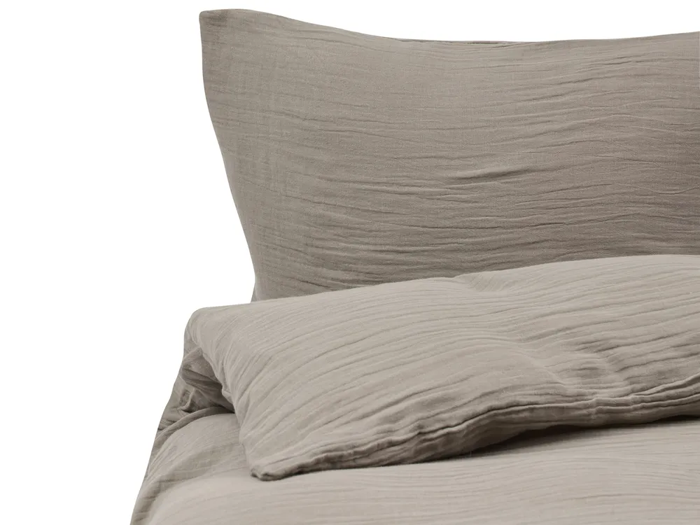 Duvet Cover Set SUMNER 200 x 200 cm Cotton Muslin Taupe_1060648