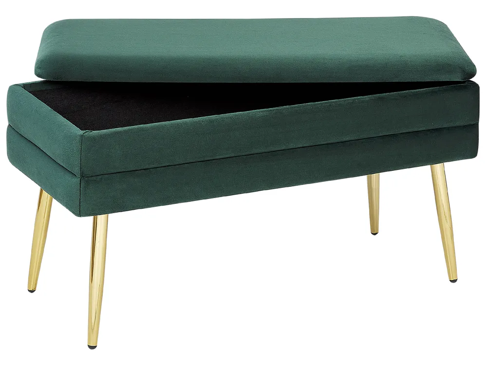 Upholstered Storage Bench DURHAM Velvet Dark Green_844059