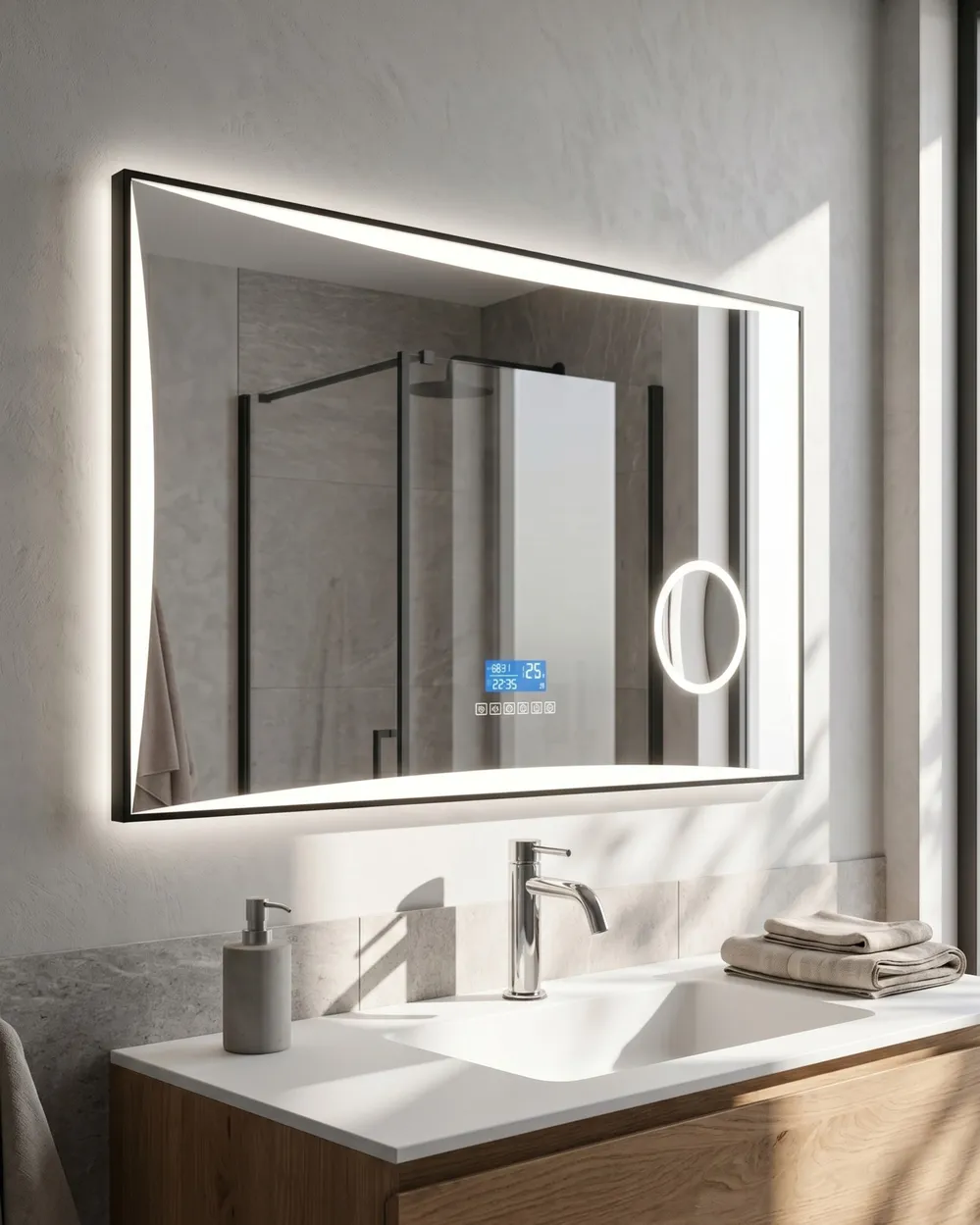 LED Bathroom Mirror ONLAY 100 cm 60 cm Silver