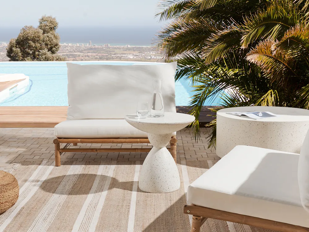 Side Table CAFFI 50 cm 50 cm Terrazzo Effect Off-White