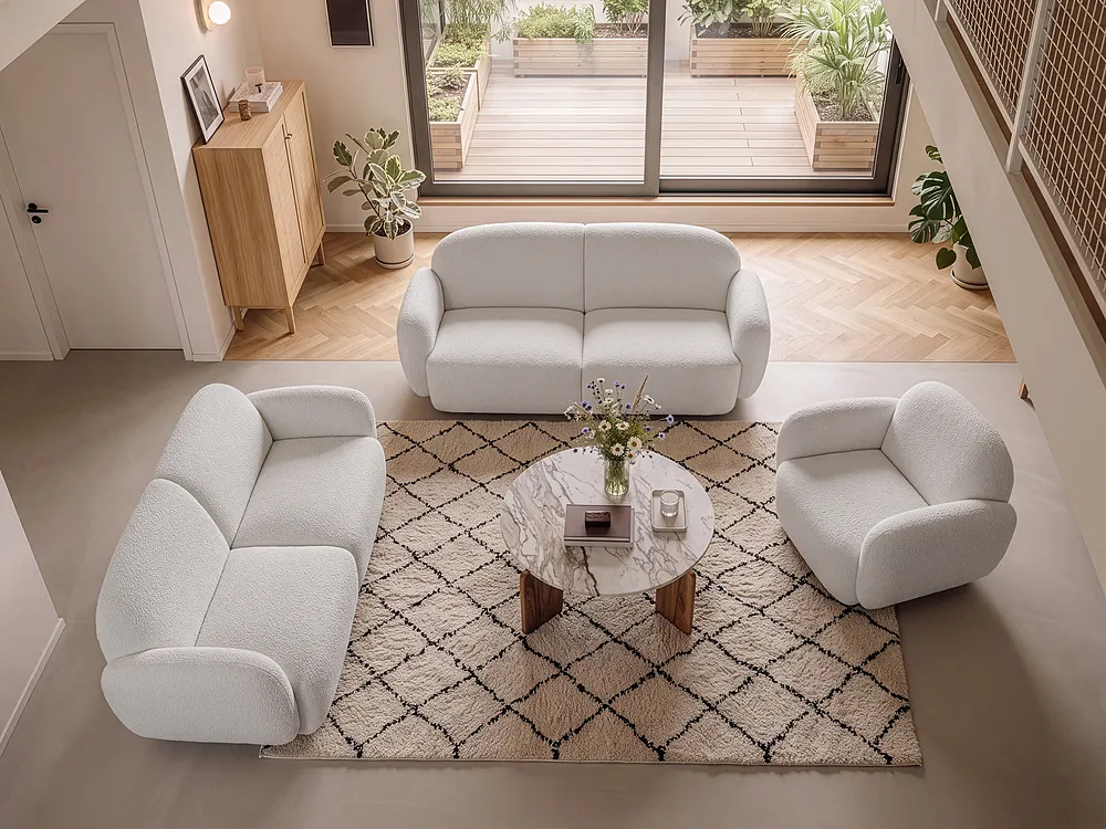 Living Room Set 6 Seater JULE Boucle Off-White_1145687