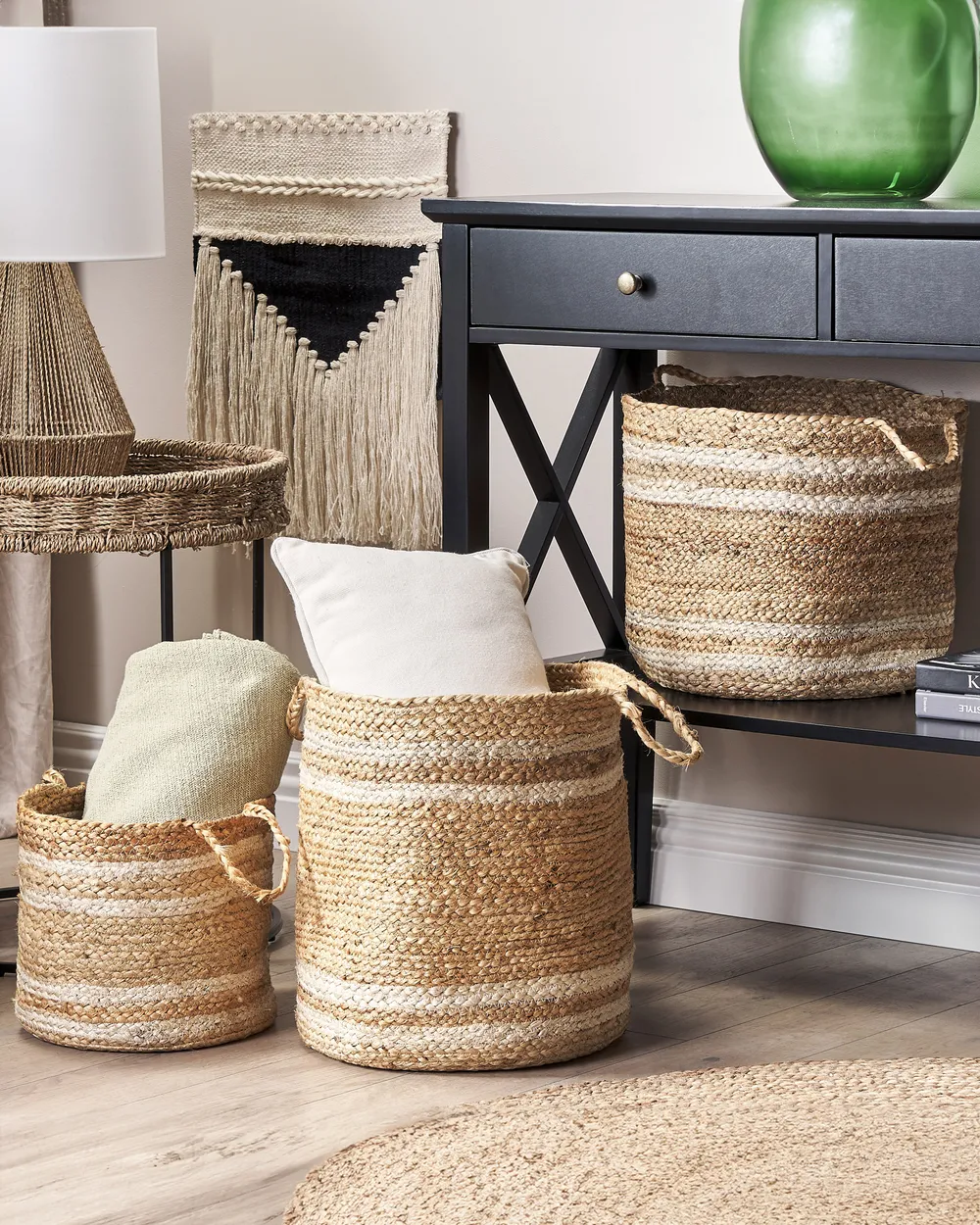 Set of 3 Baskets ZHOB Jute Natural
