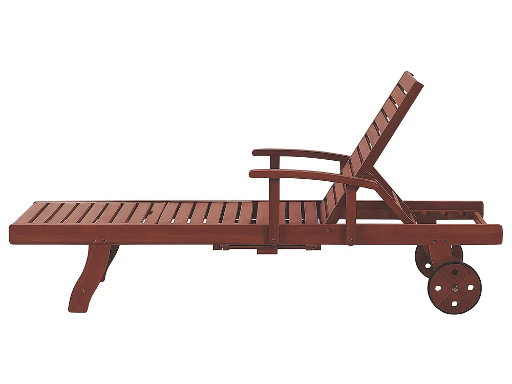 Sun Lounger with Cushion TOSCANA PREMIUM Reclining Acacia Wood Blue_1070426
