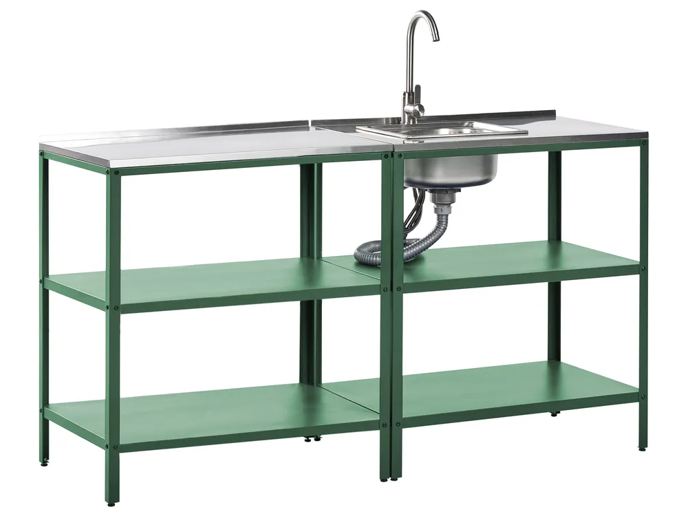 2 Piece Outdoor Kitchen Set with Sink VILAMA Green