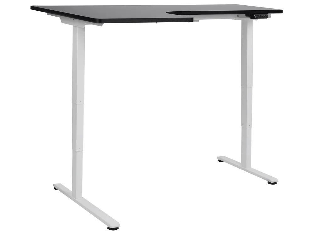 Kulmatyöpöytä sähkösäädettävä DESTINES 160 cm 109 cm Musta/valkoinen Vasen_927724