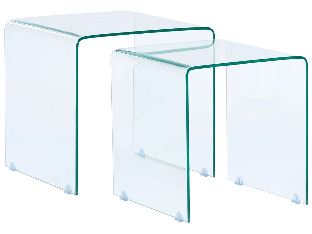 Set of 2 Side Tables KENDALL Tempered Glass Transparent