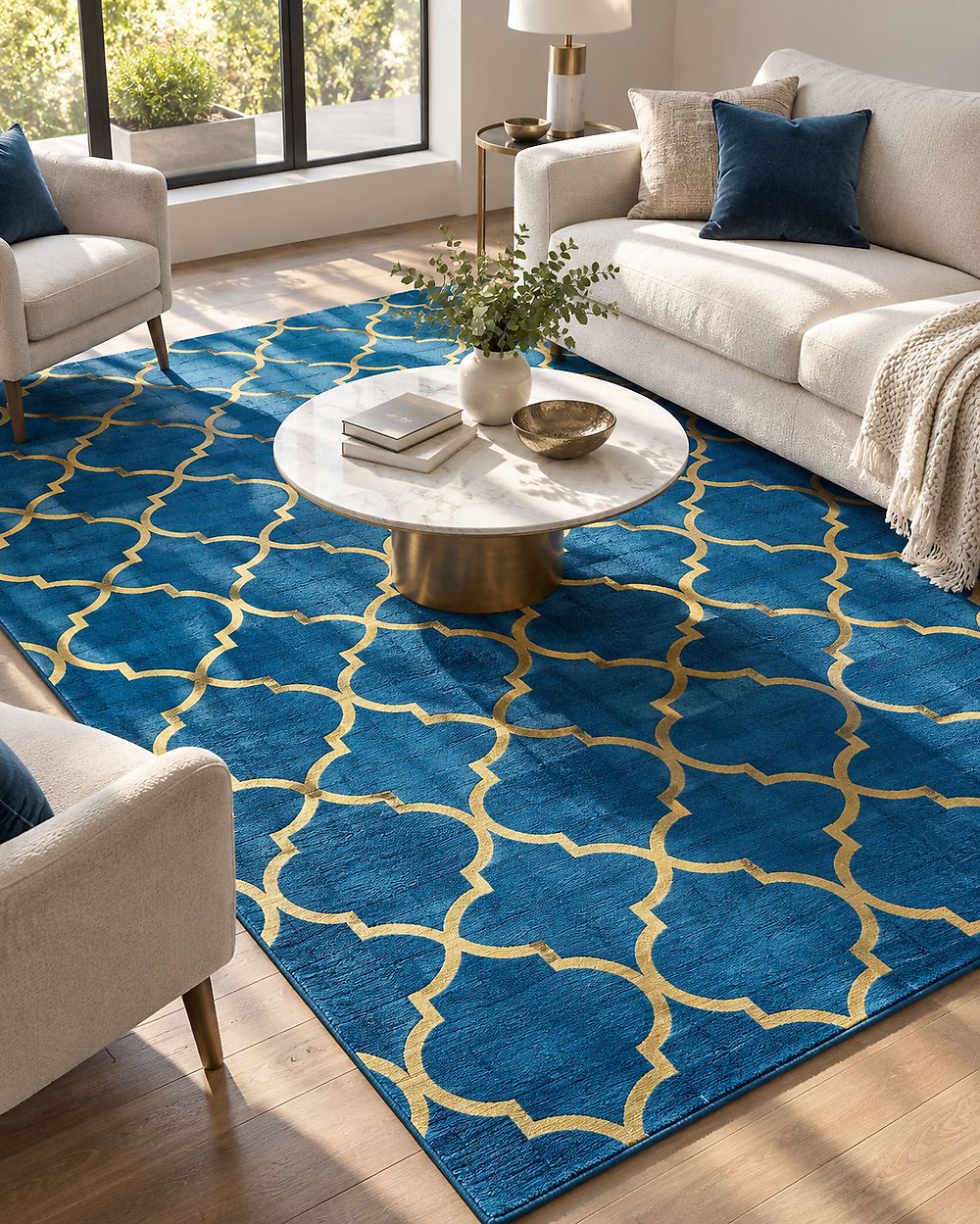 Rug YELKI Blue 160 x 230 cm Viscose