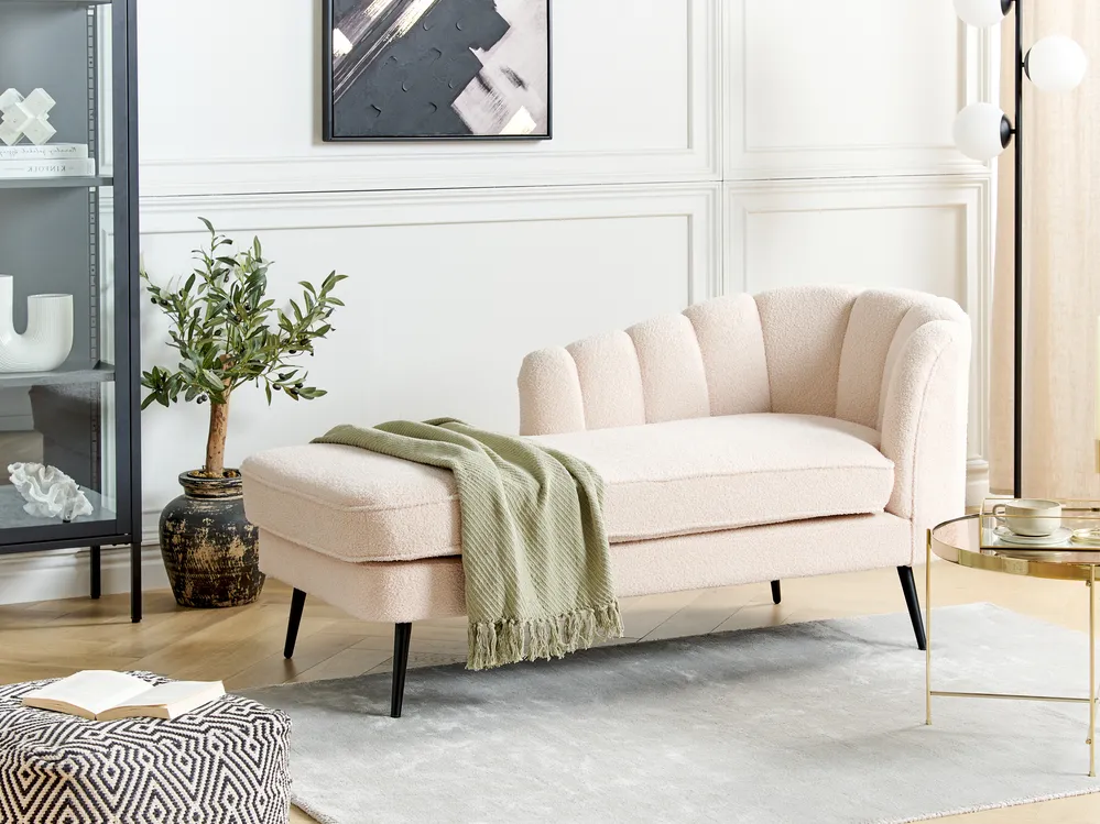Right-Hand Chaise Longue ALLIER Boucle Light Beige
