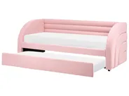 Utdragbar säng Bouclé ALBIAC 90 x 200 cm Pastellrosa_1069065